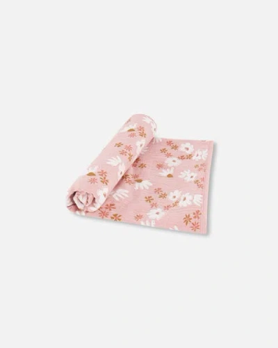 Deux Par Deux Baby Girl's Printed Muslin Blanket Pink And White Flowers