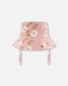 Deux Par Deux Baby Girl's Printed Muslin Bucket Hat Pink And White Flowers In Pink And White Flowers