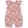 Deux Par Deux Baby Girl's Printed Muslin Romper Pink And White Flowers In Pink And White Flowers