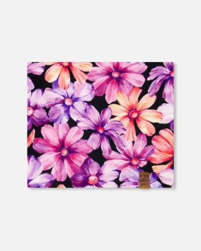 Deux Par Deux Baby Girl's Printed Neck Tube Black With Pink And Orange Flowers In Black Pink And Orange Flowers