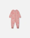 Deux Par Deux Baby Girl's Printed Organic Cotton One-piece Pajama Pink And Blue Butterflies On Old P In Pink And Blue Old Pink