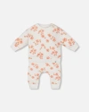 Deux Par Deux Baby Girl's Printed Quilted Top And Pant Set White And Pink Flowers In White And Pink Flowers
