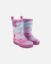 Deux Par Deux Baby Girl's Printed Rain Boots Multicolored And Vibrant Pink Background In Multicolored And Vibrant Pink
