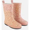 Deux Par Deux Girl's Printed Rain Boots Small White Flowers On Pale Pink In White Flowers On Pale Pink