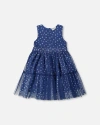 Deux Par Deux Baby Girl's Printed Tiered Dress Blue With Daisy Print In Bleu With Daisy Print