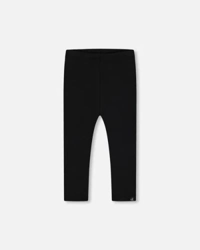 Deux Par Deux Baby Girl's Rib Leggings Black In Anthracite