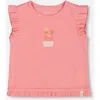 Deux Par Deux Baby Girl's Rib Tank Top With Frills Coral Pink In Coral Pink