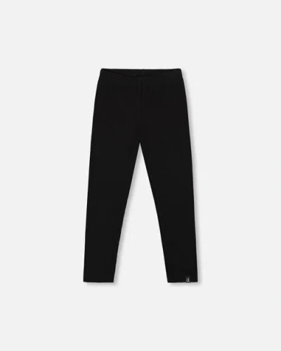 Deux Par Deux Baby Girl's Ribbed Leggings Black