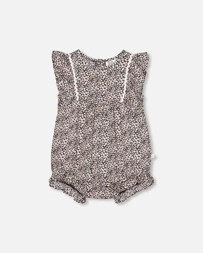 Deux Par Deux Baby Girl's Romper With Printed Small White Flowers