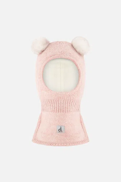 Deux Par Deux Kids' Baby Knit Bear Balaclava Pale Dusty Pink