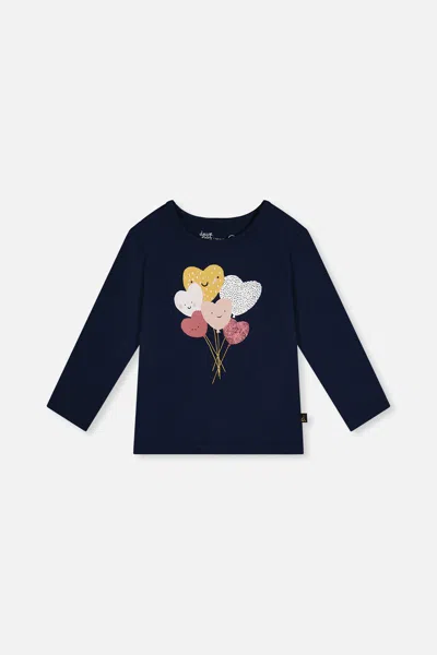 Deux Par Deux Kids' Baby Organic Cotton T-shirt Royal Blue And Pink