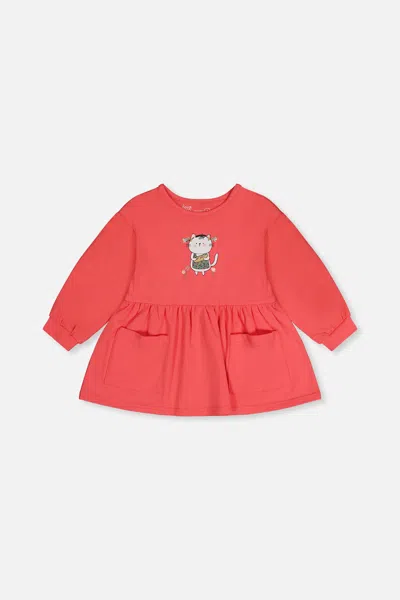 Deux Par Deux Kids' Organic Cotton Tunic Coral Pink In Red
