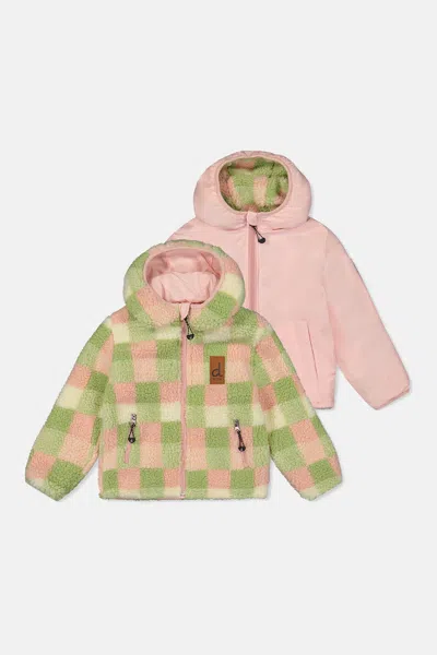 Deux Par Deux Kids' Baby Reversible Mid-season Jacket Pale Dusty Pink