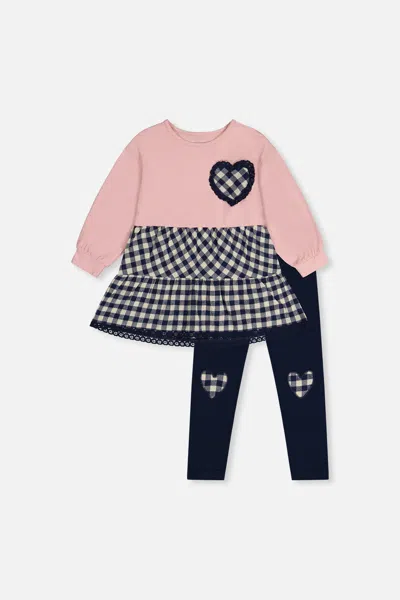 Deux Par Deux Kids' Baby Tunic And Leggings Set Pale Dusty Pink