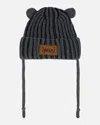 DEUX PAR DEUX DEUX PAR DEUX BABY UNISEX BABY KNIT HAT WITH EARS BLACK