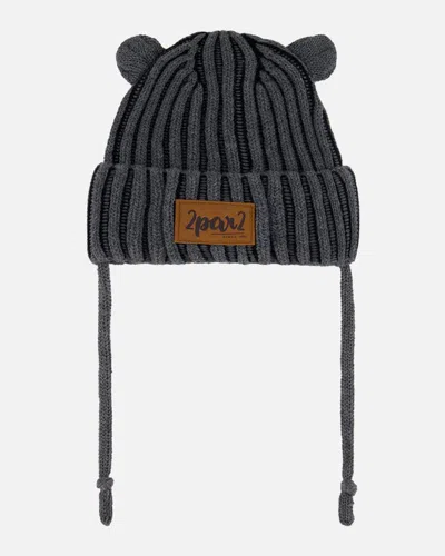 Deux Par Deux Baby Unisex Baby Knit Hat With Ears Black