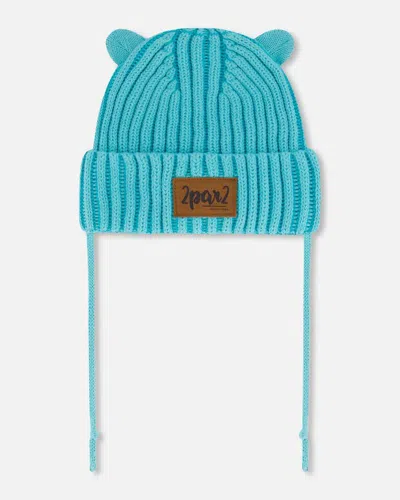 Deux Par Deux Baby Unisex Baby Knit Hat With Ears Turquoise
