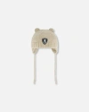 Deux Par Deux Baby Unisex Knit Hat With Ears Beige In Pine Bark