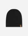 Deux Par Deux Baby Unisex Solid Beanie Hat Black In Black