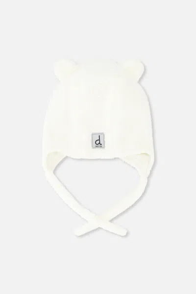 Deux Par Deux Kids' Baby Winter Sherpa Hat With Ear Flaps And Ears Off-white
