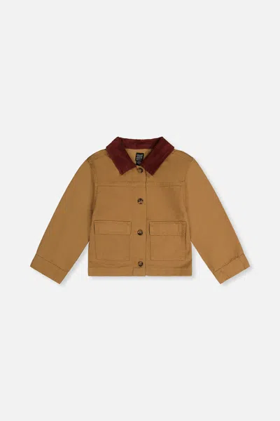Deux Par Deux Kids' Barn Jacket Brown Yellow