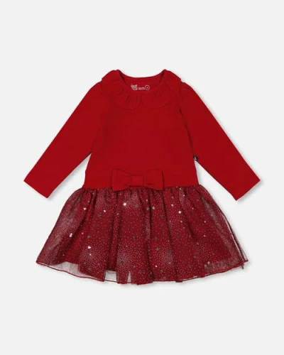 DEUX PAR DEUX DEUX PAR DEUX BI-MATERIAL DRESS WITH GLITTERING SKIRT