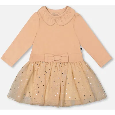 DEUX PAR DEUX DEUX PAR DEUX BI-MATERIAL DRESS WITH GLITTERING SKIRT