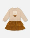Deux Par Deux Bi-material Dress With Layered Skirt In Multi