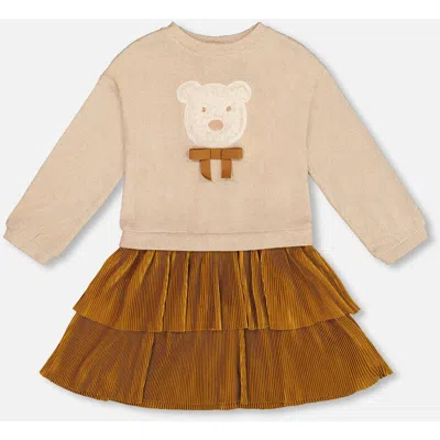 DEUX PAR DEUX DEUX PAR DEUX BI-MATERIAL DRESS WITH LAYERED SKIRT