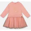 Deux Par Deux Bi-material Dress With Mesh Skirt And Unicorn In Neutral