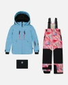 DEUX PAR DEUX DEUX PAR DEUX BIG GIRL'S TWO PIECE TECHNICAL SNOWSUIT AIR BLUE AND PRINTED MARBLE