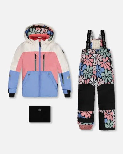 Deux Par Deux Kids'  Big Girl's Two Piece Technical Snowsuit Colorblock Printed Retro Flowers