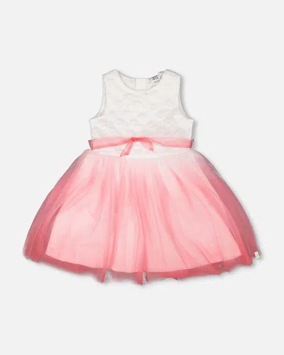 Deux Par Deux Kids'  Bi-material Pleated Mesh Sleeveless Dress In Multi