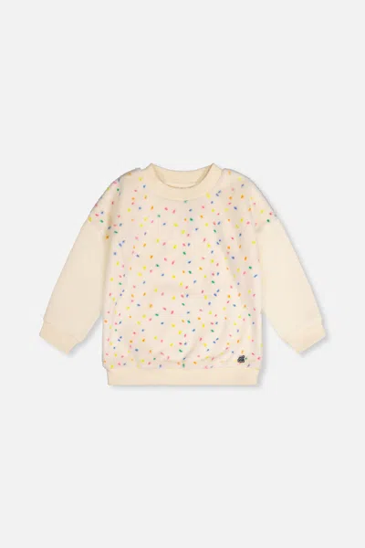 Deux Par Deux Kids'  Bi-material Confetti Faux Fur Fleece Sleeve Sweater In Multi