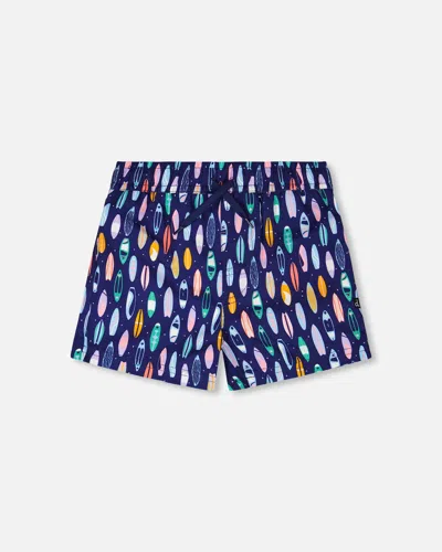 Deux Par Deux Kids'  Mid Thigh Surfboard Boardshorts In Multi