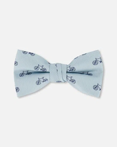 Deux Par Deux Kids' Bow Tie Pale Blue With Bicycle