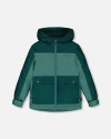 Deux Par Deux Boy's Colorblock Mid-season Jacket Forest Green And Emerald In Forest Green And Emerald