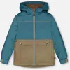 Deux Par Deux Little Boy's Colorblock Mid-season Jacket Neutral Blue And Taupe In Neutral Blue And Taupe