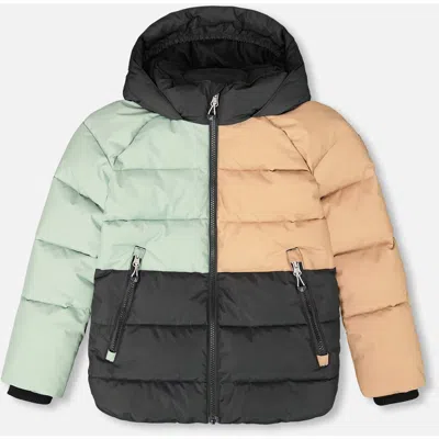 Deux Par Deux Kids'  Boy Colorblocked Puffy Winter Coat In Multi