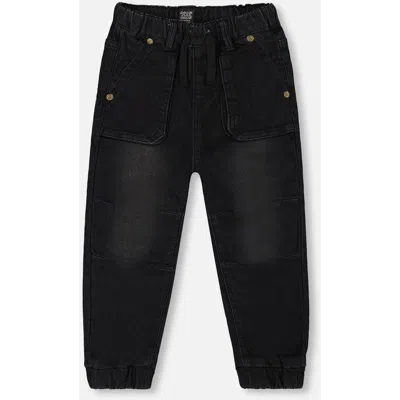 Deux Par Deux Kids'  Boy's French Terry Denim Jogger Pant Black Jeans