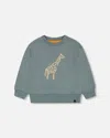 DEUX PAR DEUX DEUX PAR DEUX BOY'S FRENCH TERRY PRINTED SWEATSHIRT PINE GREEN