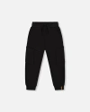 Deux Par Deux Boys' French Terry Sweatpants With Side Pockets - Little Kid In Black