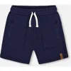 Deux Par Deux Kids'  Boy's French Terry Zip Pocket Shorts Navy Blue