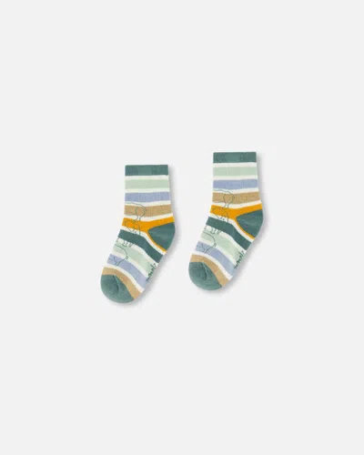 Deux Par Deux Kids' Boy's Jacquard Socks Pine Green