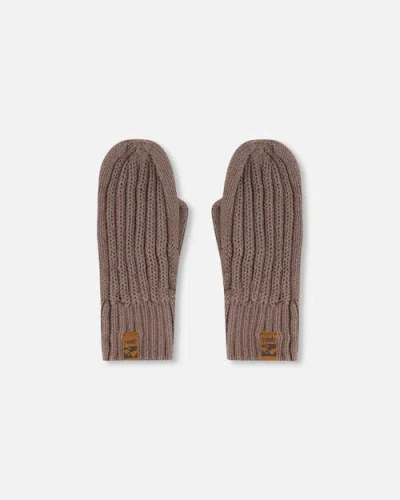Deux Par Deux Boys' Knit Mittens - Little Kid, Big Kid In Taupe