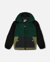 Deux Par Deux Kids'  Boy's Mid-season Colorblock Jacket Black, Forest Green, And Olive