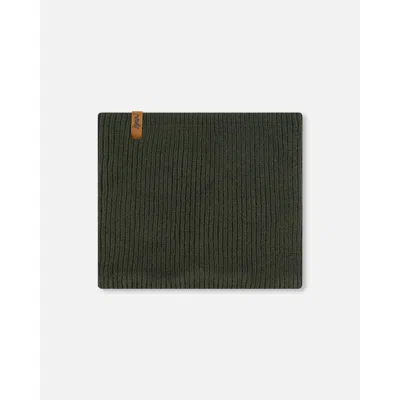 Deux Par Deux Boys' Mid-season Knit Neck Warmer - Little Kid In Kombu Green