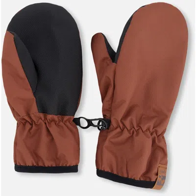 Deux Par Deux Babies'  Boy Mid-season Mittens In Brown