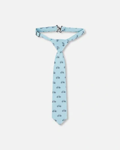 Deux Par Deux Kids'  Boy's Neck Tie Pale Blue With Bicycle