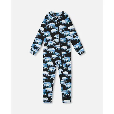 Deux Par Deux Boys' One Piece Thermal Underwear Printed Polar Bears - Little Kid In Printed Bears